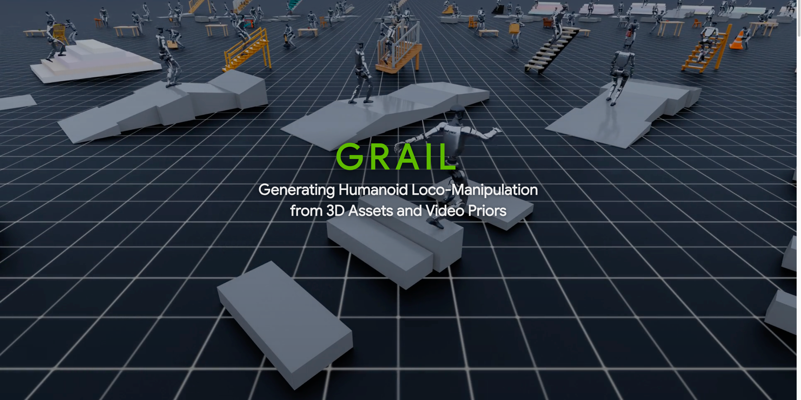 GRAIL: Generating Humanoid Loco-Manipulation from 3D Assets and Video Priors teaser